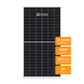 Outback SP450W high-efficiency N-type bifacial solar panel showing front and back sides with solar cell details and frame.