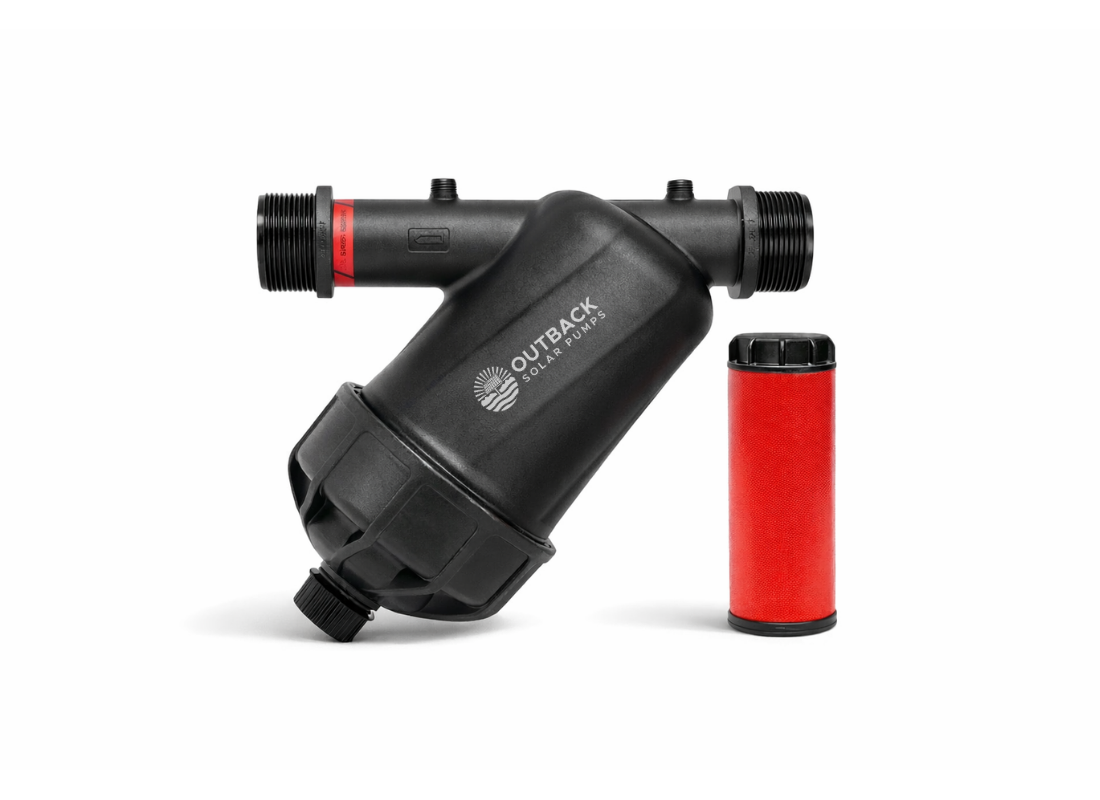 Outback DF130M 25mm heavy-duty polypropylene disc filter with 130-micron filtration for efficient water management.