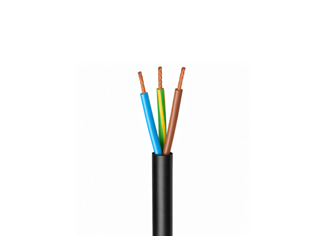 Outback Solar Pumps FMR3G2.5 heavy-duty 3-core 2.5 mm² submersible solar pump cable, shown in close-up detail.