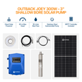 Outback Solar Pumps Outback Joey 1-60 DC 3-inch 300W submersible solar bore pump starter kit with cover image.
