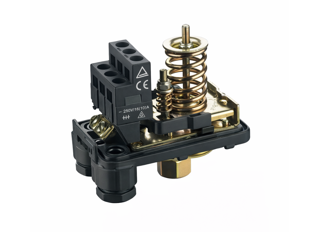 Outback PS2540 normally open reverse-acting pressure switch with internal components and pressure range of 2.5-4.0 BAR.