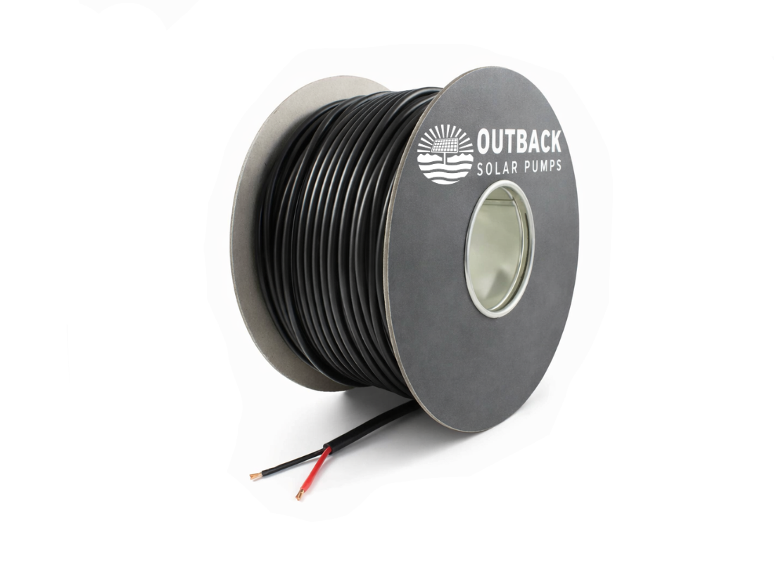Outback PS0100 10m 2-Core 0.5mm² pressure switch electrical cable for solar pump accessories.
