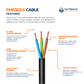 Outback FMR3G2.5 3-core 2.5 mm² heavy-duty submersible solar pump cable, shown in the image with key features.