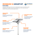 Outback Ironbark 1A single solar panel ground mount kit by Outback Solar Pumps, with mounting hardware and support structure.