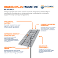 Outback Ironbark 3A triple solar panel ground mount kit by Outback Solar Pumps, featuring sturdy metal framework and mounting hardware.