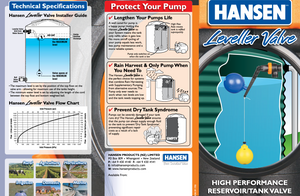 Outback Solar Pumps Hansen HLEVELLER dual action tank float valve for solar pump accessories, shown in a clear image.