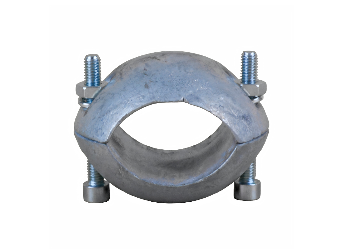 Close-up of Outback Solar Pumps SA3250 32–50mm pipe-mounted sacrificial anode for corrosion protection accessories.