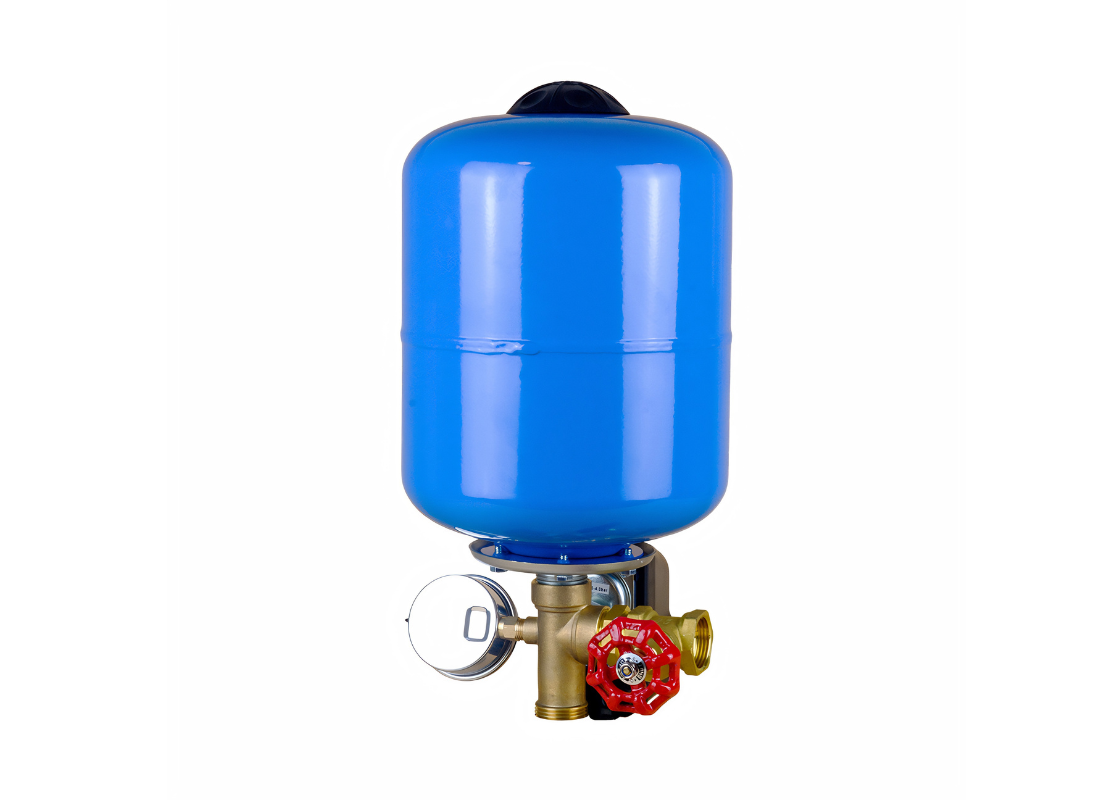Side view of Outback Solar Pumps AutoMate Solar 25mm constant pressure headworks kit, showcasing its components and setup.