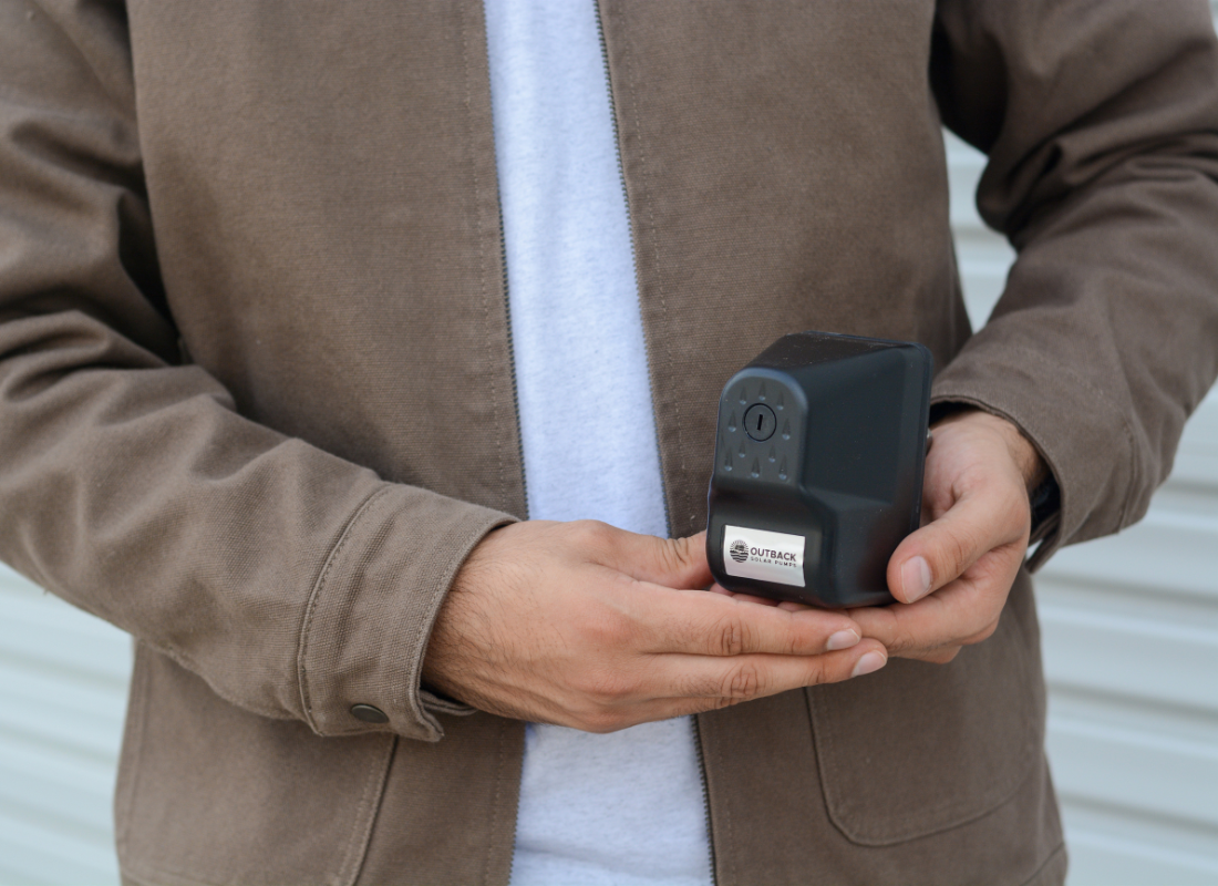 Outback PS2540 normally open reverse-acting pressure switch for solar pump systems, showing the switch with mounting components.