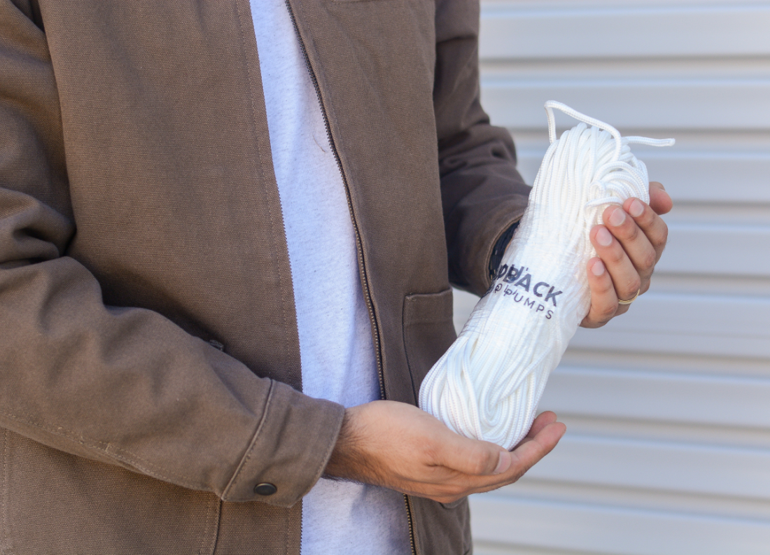 Outback SC0040 4mm nylon submersible pump safety cable on a 40m roll, designed for secure installation of solar pumps.